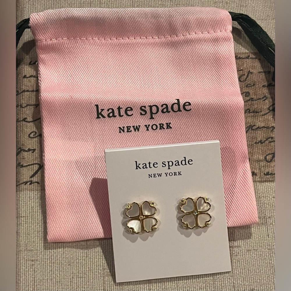 Kate Spade Gold Tone Legacy Logo Stud Earrings new with dust bag